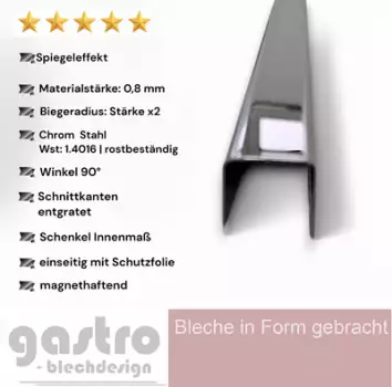 Edelstahl U-Profil, glanz geglüht